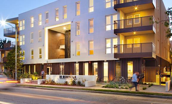 Exterior street view of an apartment building