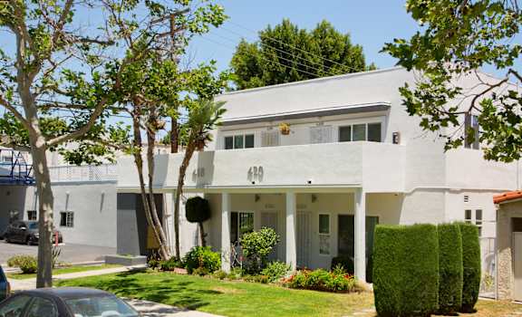 Exterior street view of an apartment building