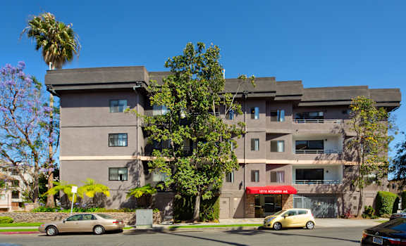 Exterior front view of an apartment building