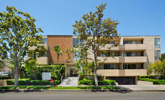Exterior front view of an apartment building