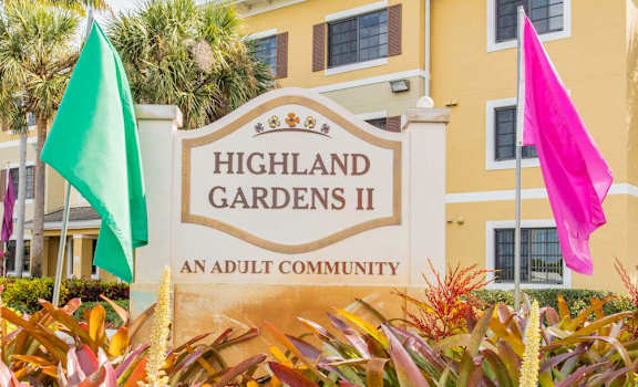 Highland Gardens II Senior Apartments in Deerfield Beach, FL Welcome Signage
