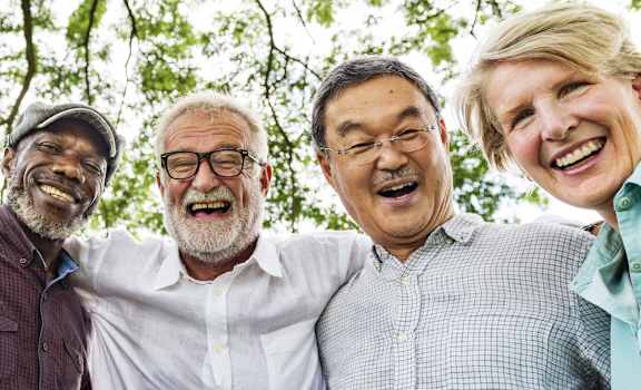 friendly senior residents enjoying a happy lifestyle