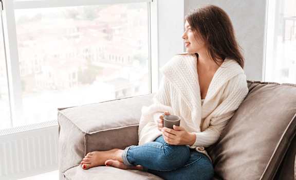 stock image- drinking coffee