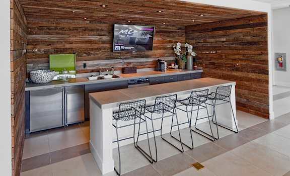 European-Style Kitchen With Breakfast Bar at Riverwalk, Eugene, 97401