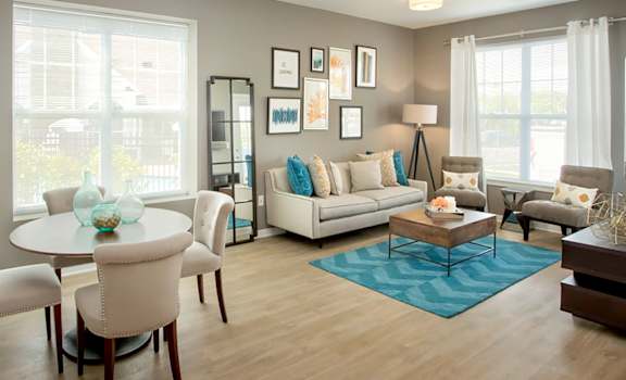 Living Room With Dining Area at The Waverly at Neptune, Neptune