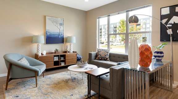 living room at the liberty apartments and townhouses in golden valley Minnesota