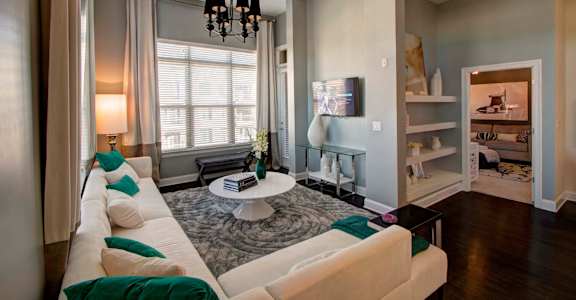Living Room With Den Area View at LaVie Southpark, Charlotte, 28209