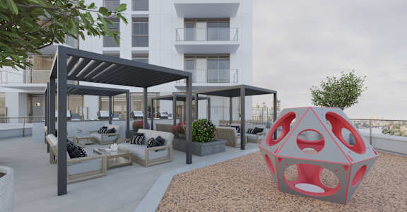 a playground on the roof of the building