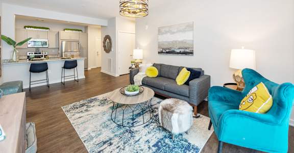 Black and blue couch at Lumen, Hampton, VA, 23666