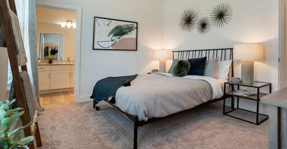 Bedroom with cozy bed at The Mason at Fremaux Park, Louisiana, 70458