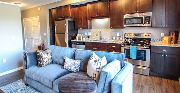 Living And Kitchen at Victoria Park and V2 Apartments, Minnesota