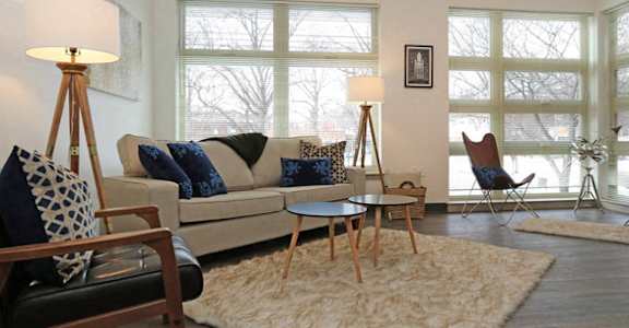 View of Living Room Inside Parkside on Adams Roslindale MA Apartments