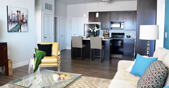 Living Room Come Kitchen at Piazza on West Pine, Saint Louis, MO