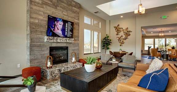 Clubhouse Fireplace at Steamboat by Vintage Apartments