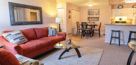 living room at Waterford Pines apartments