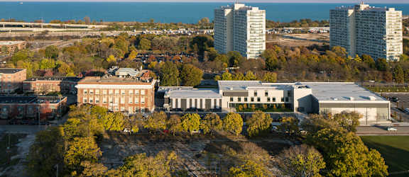 View of the lake facing east from Eden Commons at Eden Commons, Chicago, Illinois