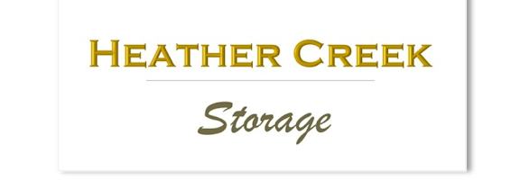 a white rectangle with the logo of the weather creek storage