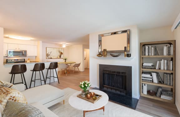 Living Room with Fireplace at Saratoga Square, Springfield, VA, 22153