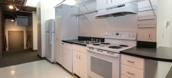 Full Kitchen with Dishwasher at Mercantile Housing, Denver, CO, 80202