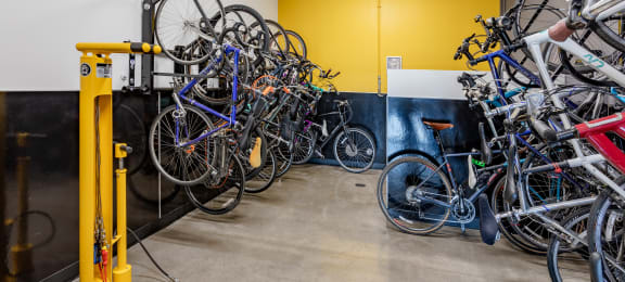 the new bike storage area in the new building