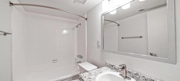 Bathroom with vanity and shower/bathtub combo