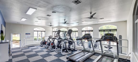 Fitness center with treadmills and other equipment