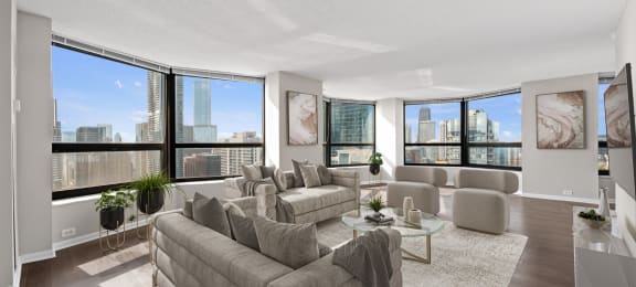 Spacious Living Area at North Harbor Tower in Chicago, IL