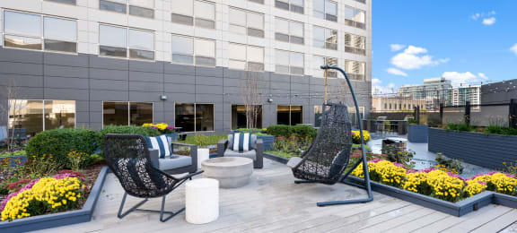 Comfortable Patio Seating at Presidential Towers in Chicago, IL