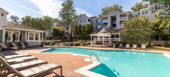 pool and apartment buildings at Briarcliff Apartments, Atlanta, GA, 30329