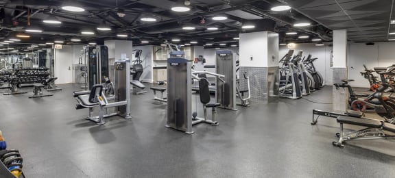a gym with a lot of exercise equipment in it at North Harbor Tower, Chicago, 60601