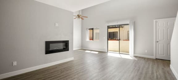 Floating Fire Place in Living Room of Sherman Oaks APartment