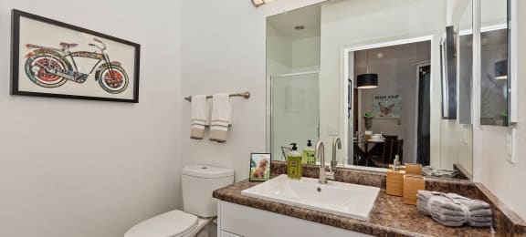 Updated apartment bathroom at Ascent North Scottsdale, Arizona, 85054