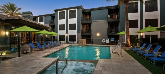 Ascent North Scottsdale apartment complex swimming pool at Ascent North Scottsdale, Phoenix, AZ