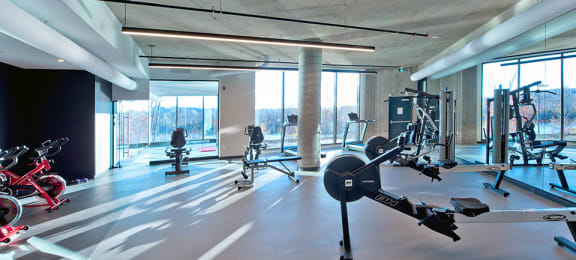 Lumineau in Sherbrooke, QC fitness facility with plenty of gym equipment