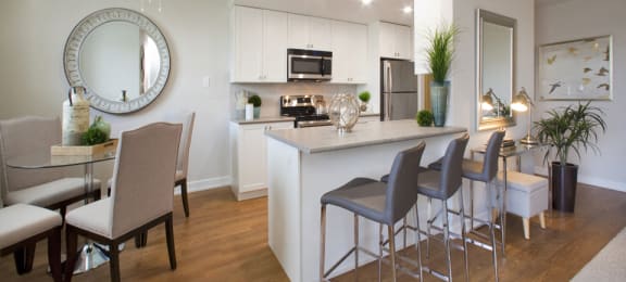 Lyndon Place open concept kitchen with built-in breakfast bar in Niagara Falls, ON