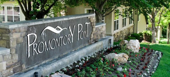Decorated Property Signage at Promontory Point Apartments, Sandy