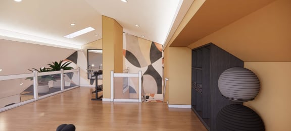 a view of the fitness room at the club at moffett towers ii