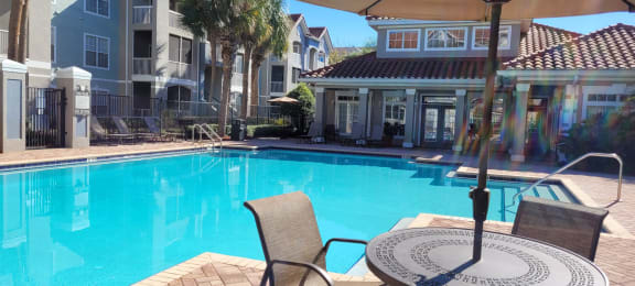Poolside Dining Tables at Mainstreet Apartments, Clearwater