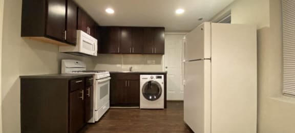 Full size appliances including a built in microwave