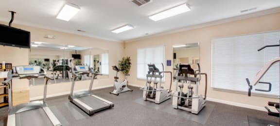 24-hour fitness center; cardio equipment; flat screen TV