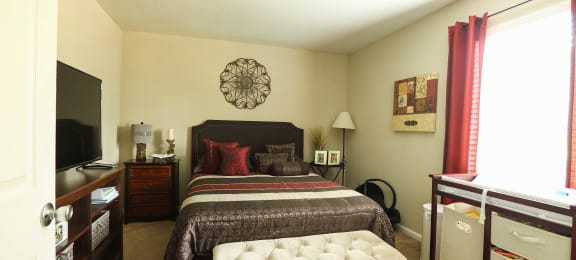 Bedroom of model that has been furnished