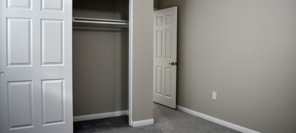 view of bedroom and closet with carpet flooring