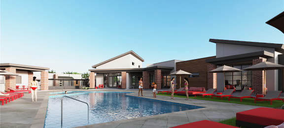 a rendering of the pool area at Marketside Villas at Verrado, Buckeye, 85396