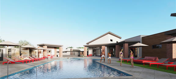 a rendering of the pool area at Marketside Villas at Verrado, Arizona, 85396