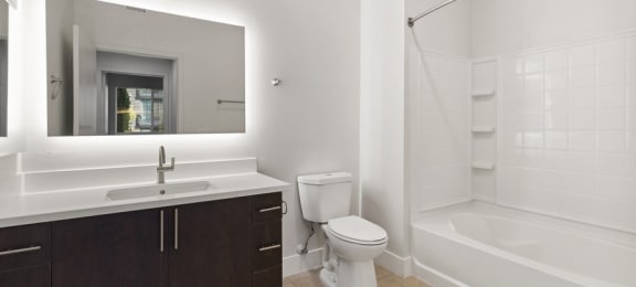 a bathroom with a toilet and a sink and a bath tub