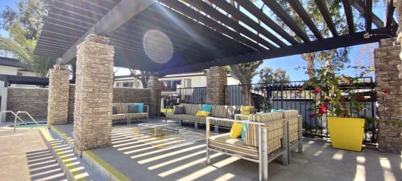 Shaded Outdoor Courtyard Area at Monte Vista Apartment Homes, California