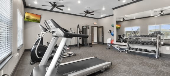 gym with exercise equipment and windows at the preserve at greatstone
