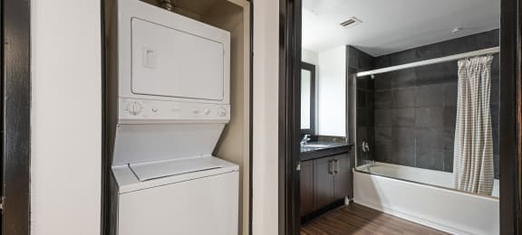7950 West Sunset Los Angeles, CA One Bedroom Model Laundry and Bathroom
