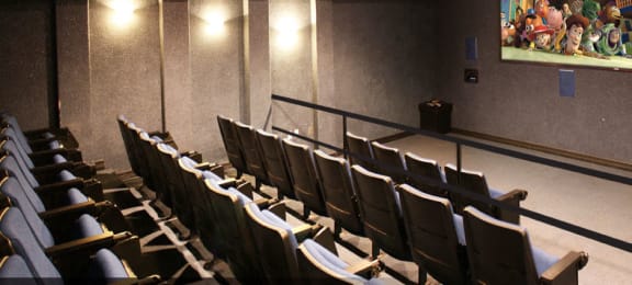 Resident private movie theater at The Biltmore Apartments in Omaha, Nebraska