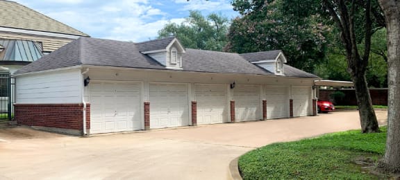 Detached garages at Tuscany Apartments in Houston.